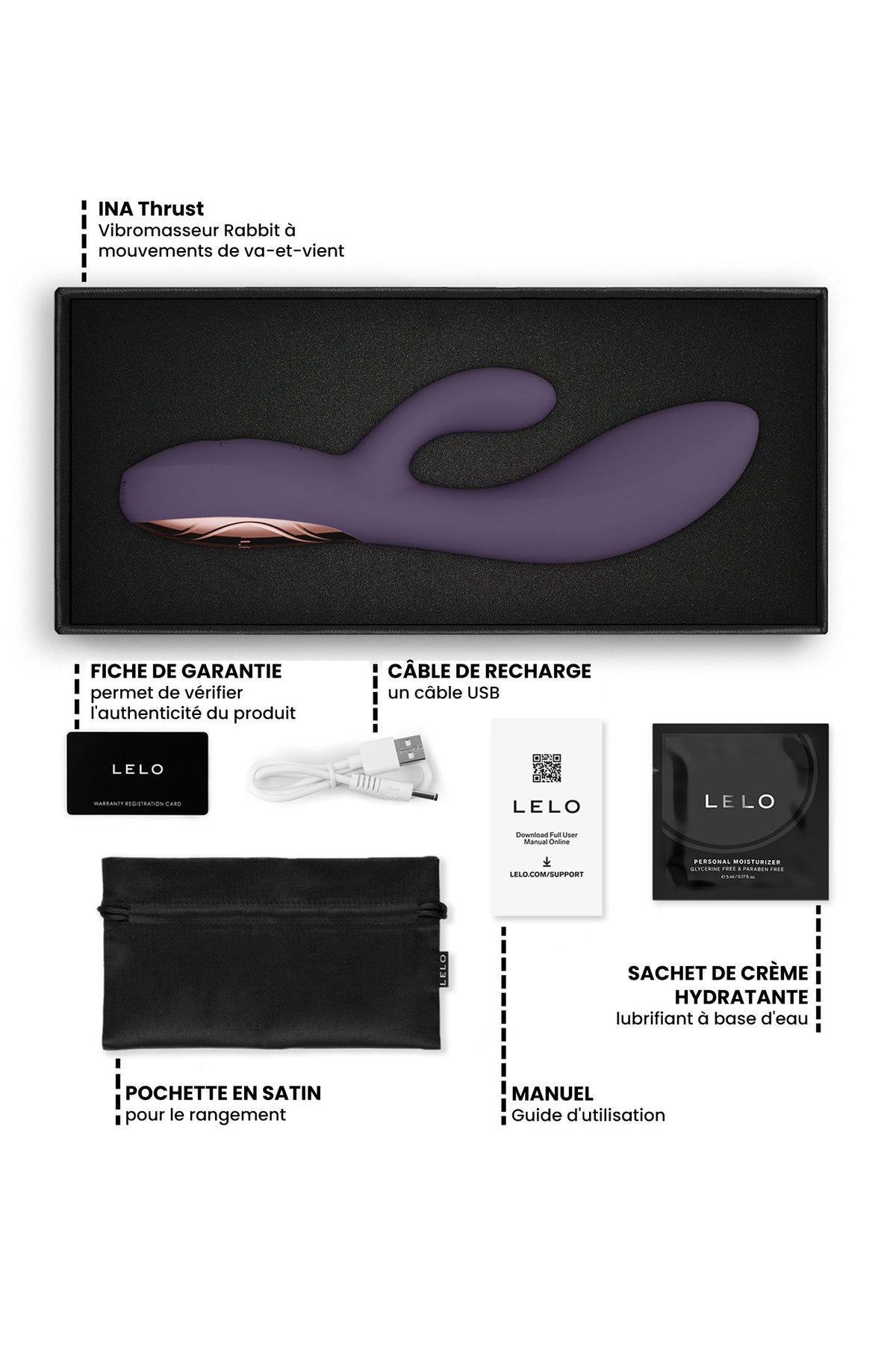 LELO INA™ Thrust — Vibromasseur rabbit à va-et-vient connecté