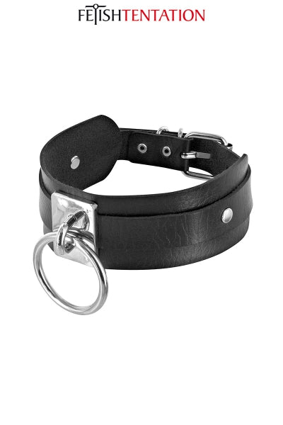 Collar BDSM ancho con anilla - Fetish Tentation