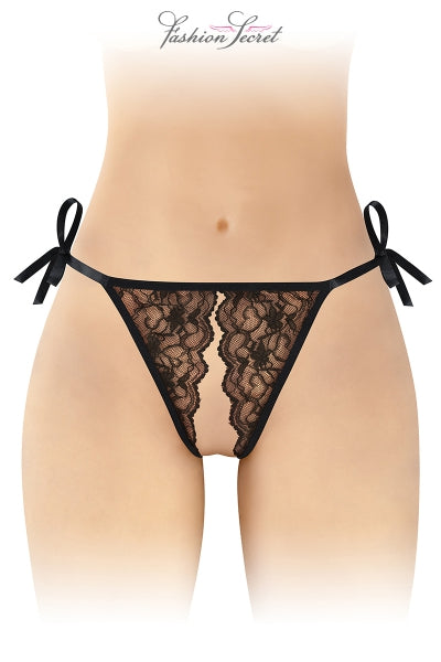 String noir ouvert à nouer Stella - Fashion Secret