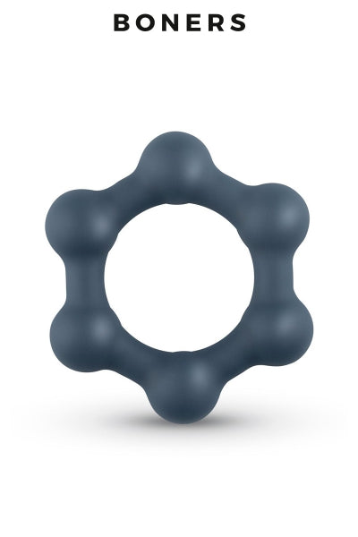 Cockring Hexagonal avec billes en acier - Boners - Eveil Secret