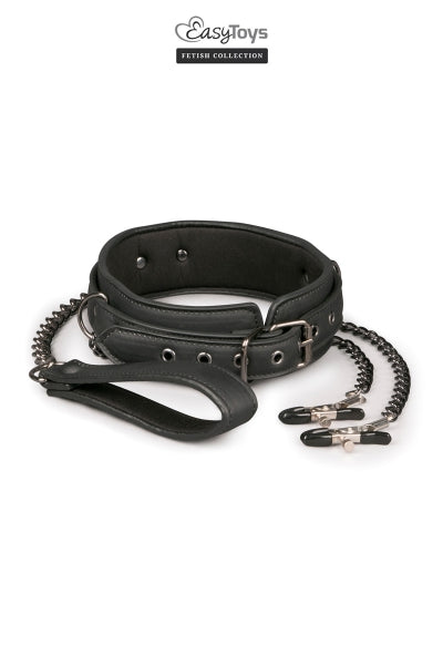 Collar de cuero con cadenas para el pecho - Colección Fetish de Easytoys