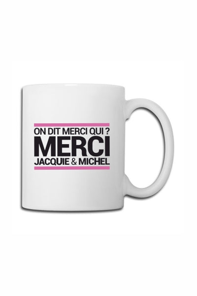 Taza blanca J&M - ¿A quién se le dan las gracias?