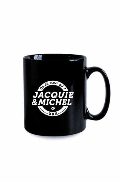 Taza negra J&M - logo redondo