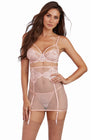 Ensemble dentelle résille rose 3 pièces