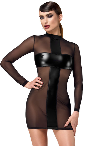 Minivestido de tul y wetlook Crossfire F369 - Noir Handmade