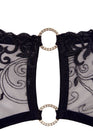 Soutien-gorge dentelle, porte-jarretelles et string ouvert noir