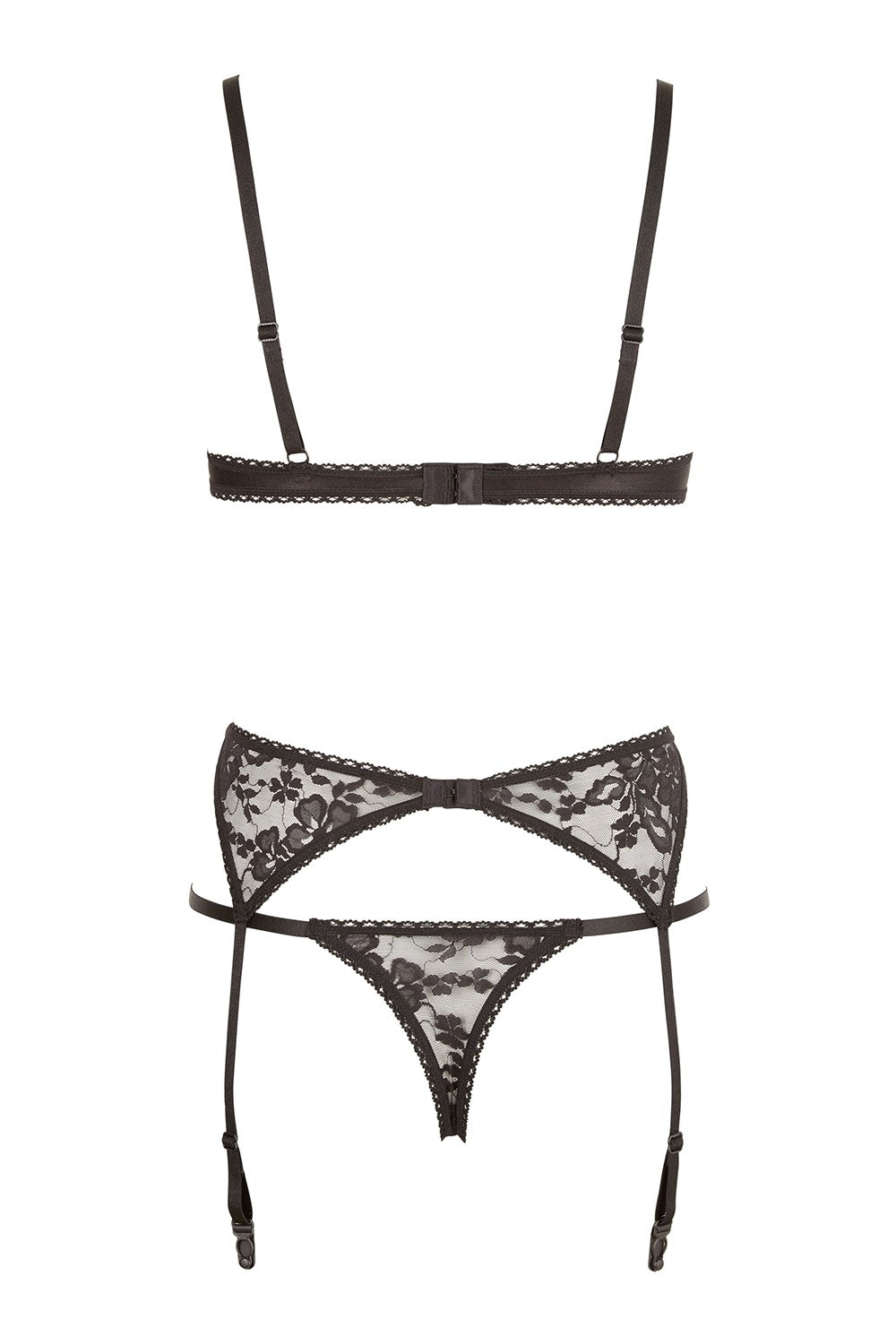 Ensemble sexy trois pièces en dentelle noire