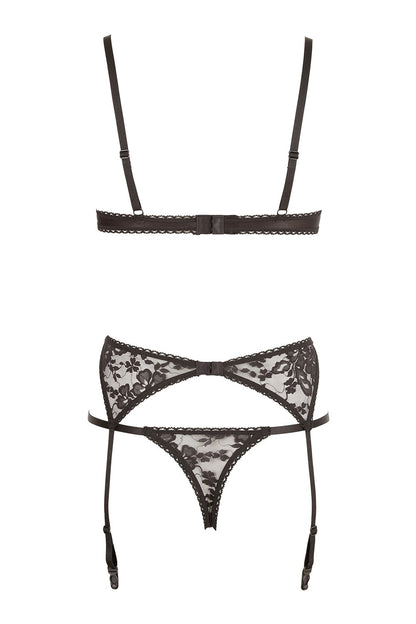 Ensemble sexy trois pièces en dentelle noire