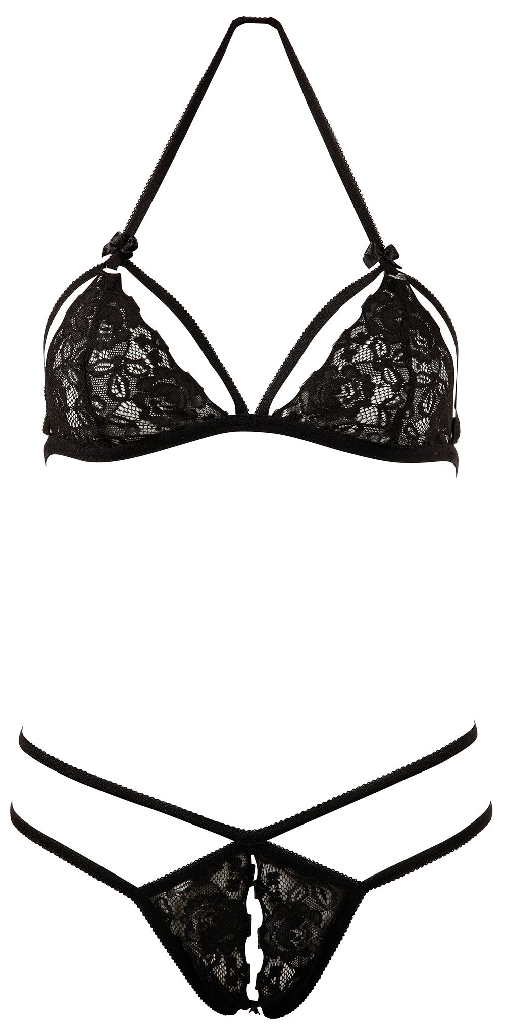 Soutien-gorge en dentelle noire avec bonnets détachables et string