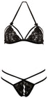Soutien-gorge en dentelle noire avec bonnets détachables et string
