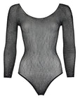 Body string à manches longues en résille avec strass 