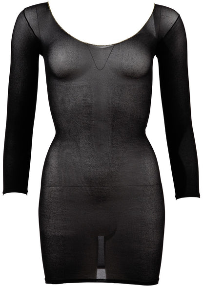Robe en résille noire transparente, manches longues