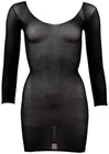 Robe en résille noire transparente, manches longues