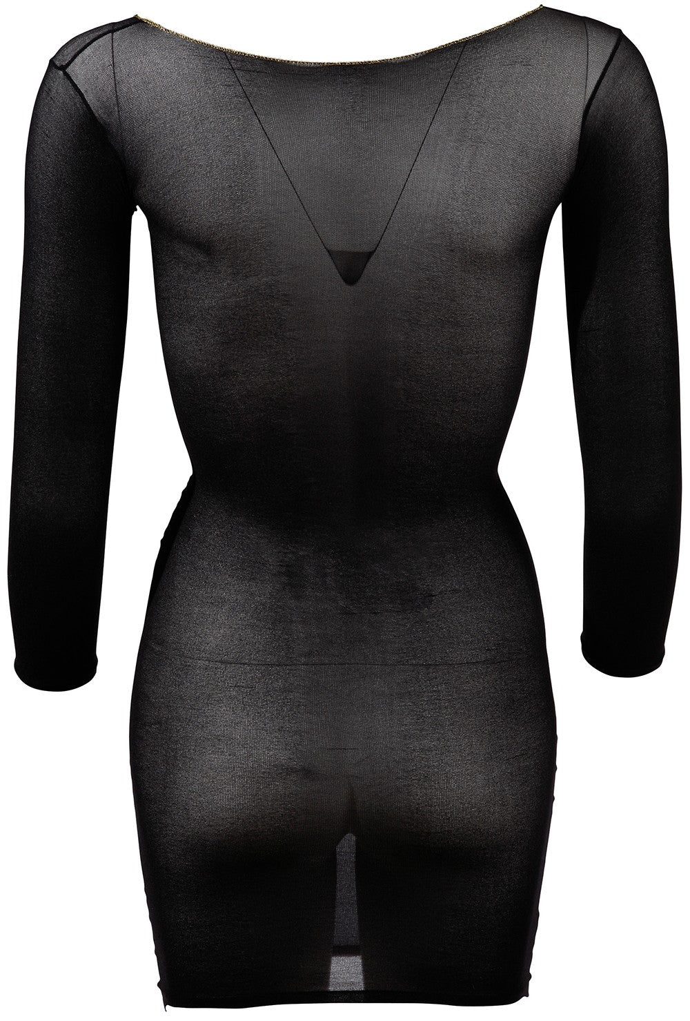 Robe en résille noire transparente, manches longues