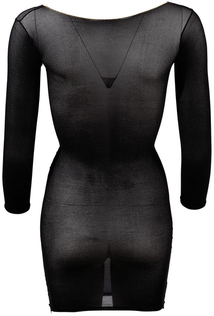 Robe en résille noire transparente, manches longues