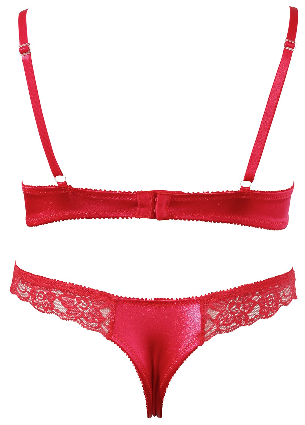 Soutien-gorge demi seins avec armatures et son string ouvert