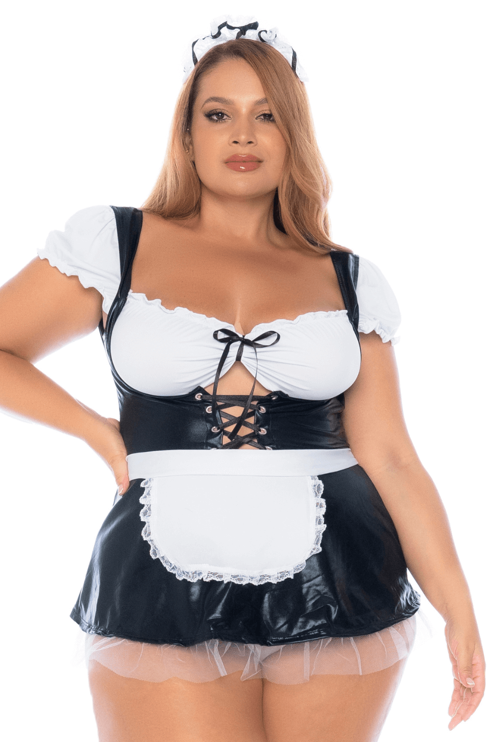 Disfraz sexi de mucama talla grande 3 piezas