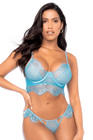 Ensemble 2 pièces en dentelle à cils bleue