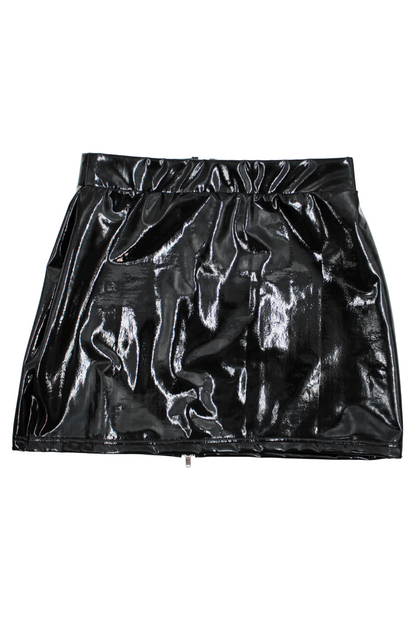 Jupe noire en simili cuir avec zip Lara