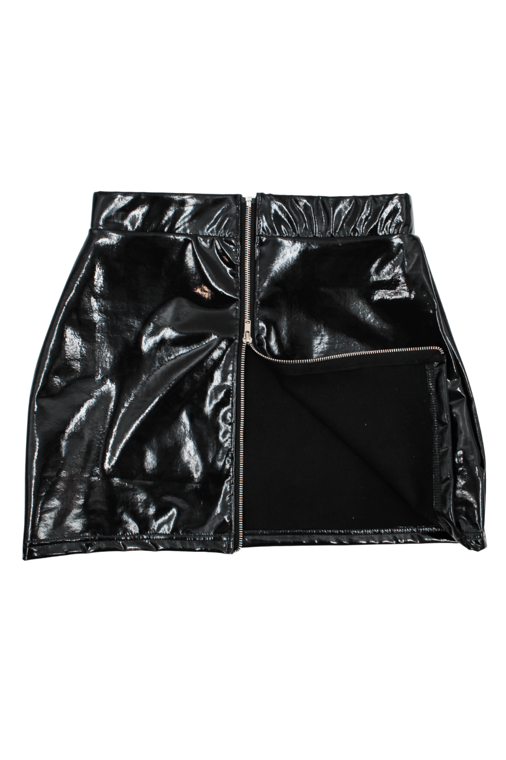 Jupe noire en simili cuir avec zip Lara