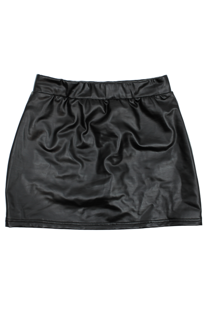 Jupe noire en simili cuir mat Sifia