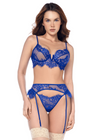 Ensemble sexy 3 pièces bleu intense avec dentelle effet cils