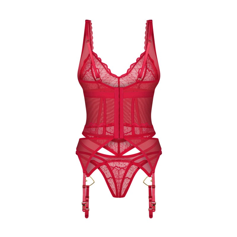 Cupide Desir corsé y tanga - Rojo