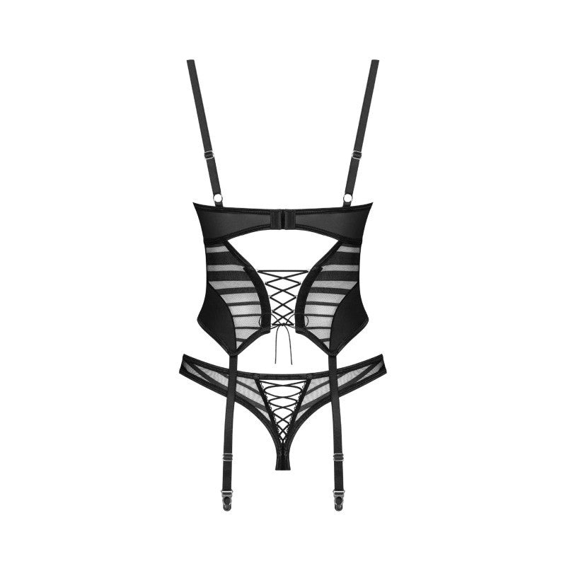 Lune Bellis corset et string - Noirs