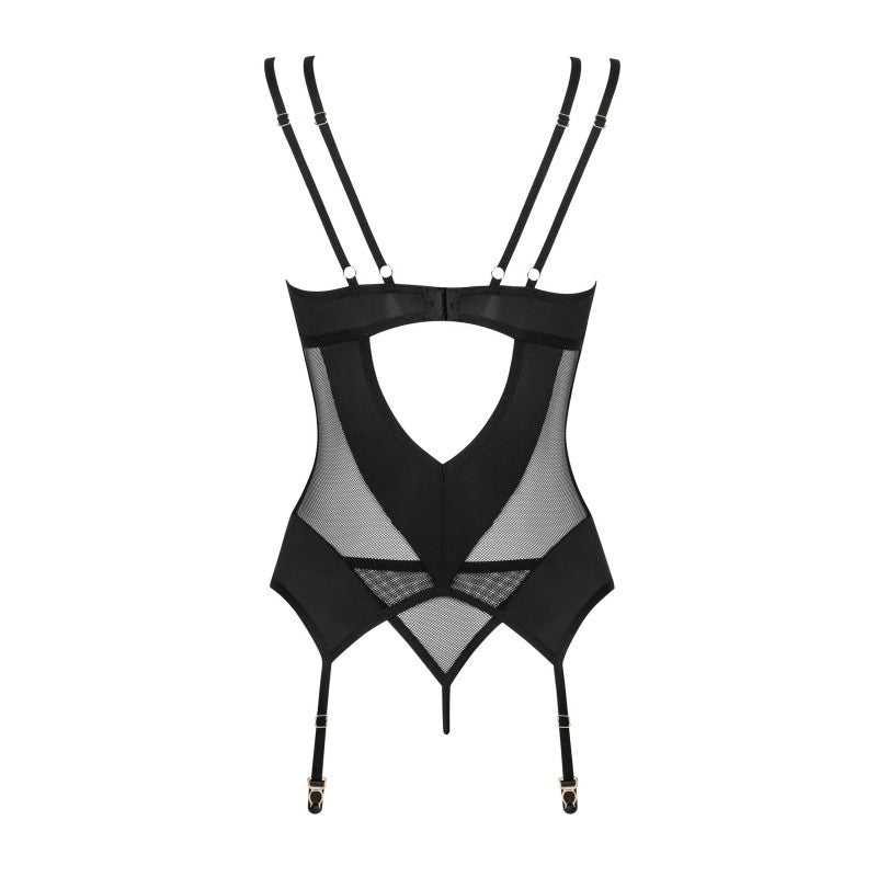 Conjunto de corsé y tanga Nesari - Negro