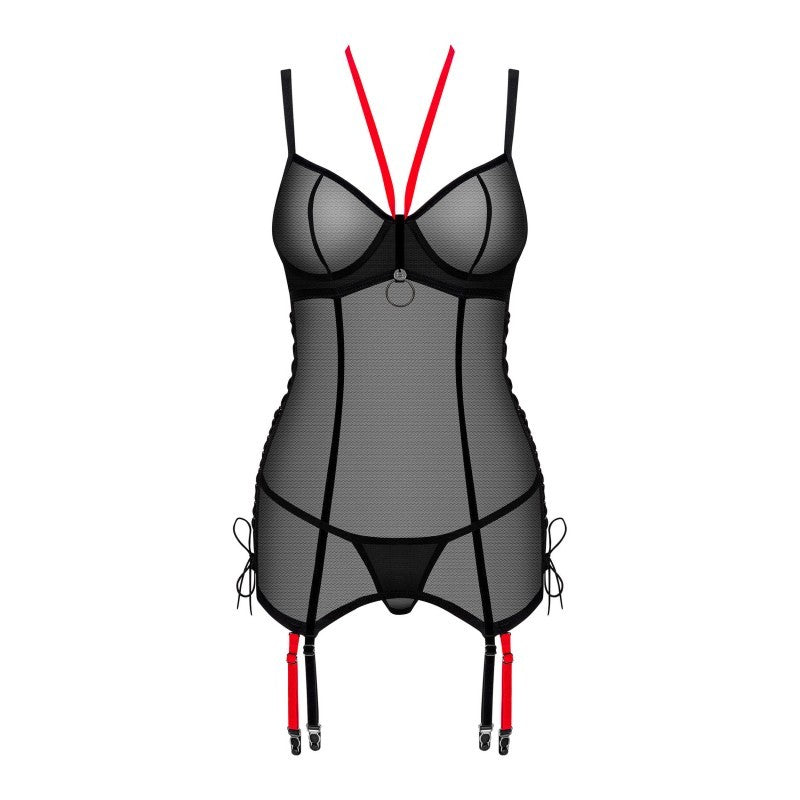 Bragas guêpière y tanga - Negro