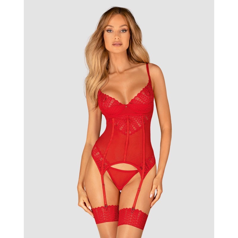 Conjunto Ingridia de corsé y tanga - Rojo
