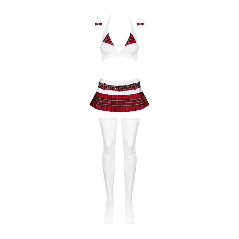 Disfraz de colegiala de 5 piezas - Rojo y Blanco