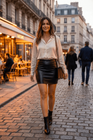 Jupe noire en simili cuir mat Sifia