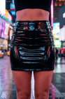 Jupe noire en simili cuir avec zip Lara