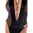 Body noir effet wetlook avec maille transparente
