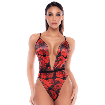 Body Imprimé Roses Rouges & Résille Noire — Mapalé