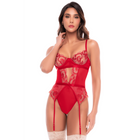 Body Résille Broderies Florales avec Jarretelles — Mapalé