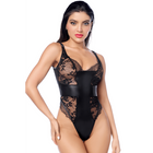 Body sexy noir dentelle & similicuir