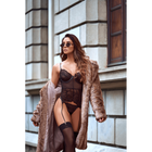 Ensemble 2 Pièces Bustier Dentelle & Résille Noir avec Jarretelles — Mapalé