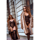 Ensemble 2 Pièces Bustier Dentelle & Résille Noir avec Jarretelles — Mapalé