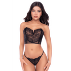 Ensemble 2 pièces bustier en dentelle et string noir - Mapalé