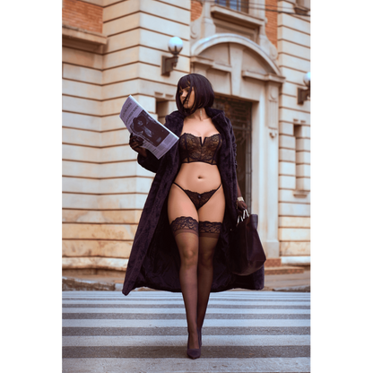 Ensemble 2 pièces bustier en dentelle et string noir - Mapalé