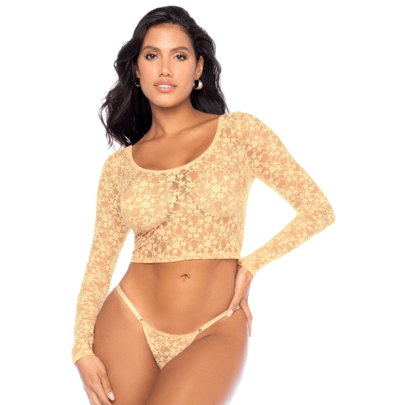 Ensemble 2 pièces en dentelle , crop top et string