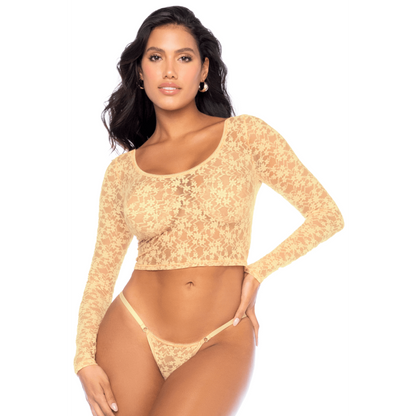 Ensemble 2 pièces en dentelle , crop top et string