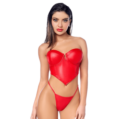 Ensemble 2 pièces en similicuir rouge lisse