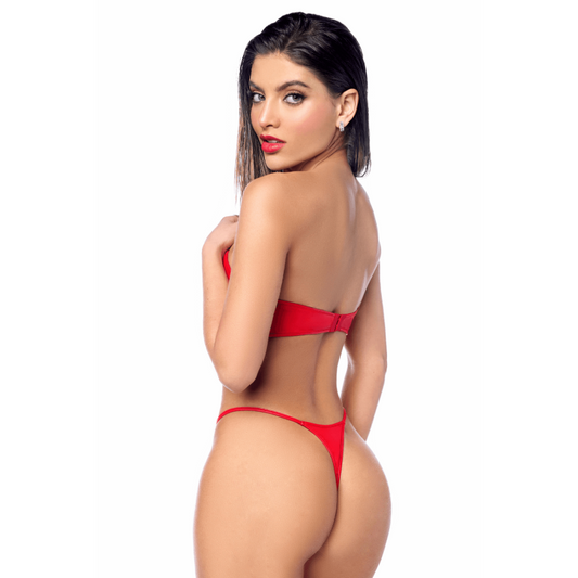 Ensemble 2 pièces en similicuir rouge lisse