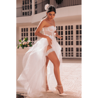 Ensemble 4 pièces blanc, bustier, string et 2 jarretières