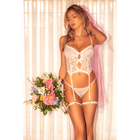 Ensemble bustier blanc en dentelle avec porte-jarretelles