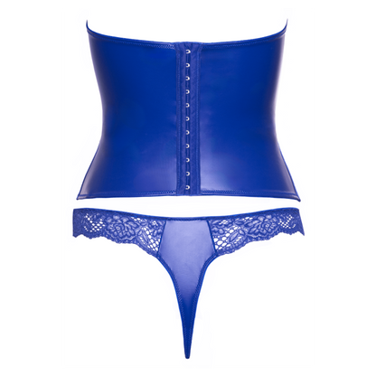 Ensemble corset bustier bleu royal avec string - Cottelli