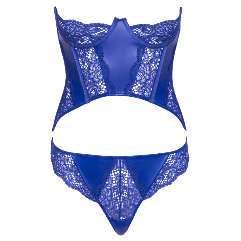 Conjunto de corsé bustier azul rey con tanga - Cottelli